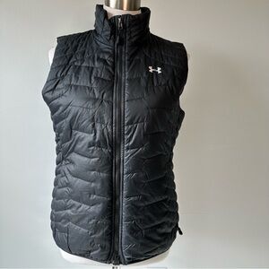 Under Armour Women’s Cold Gear Black Puffer Vest Full Zip Pockets, size Small